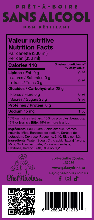 Galaxy Drink - Fuchsia - Limonade Rose - 330ml