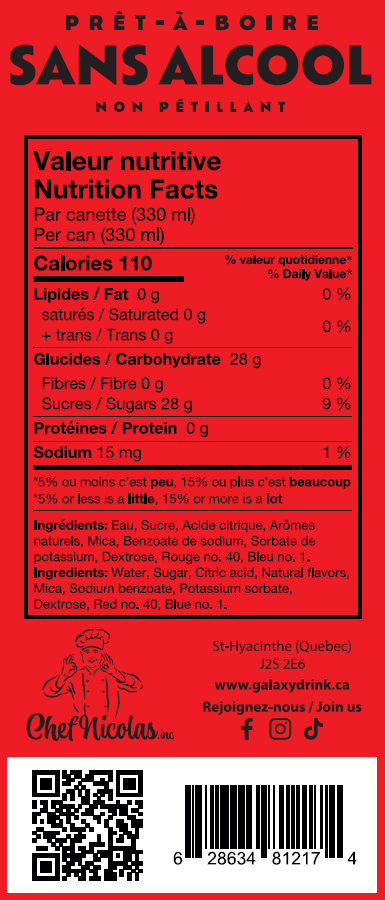 Galaxy Drink - Red - Sangria Fruit Punch - 330ml