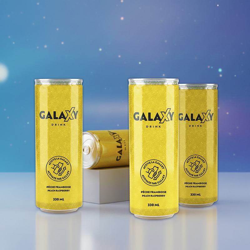 Galaxy Drink - Jaune - Pêche et Framboise - 330ml