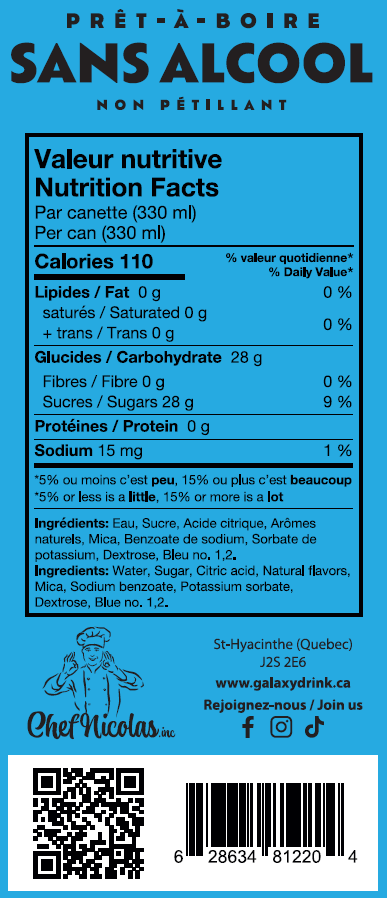 Galaxy Drink - Bleu - Framboise Bleu Concombre - 330ml